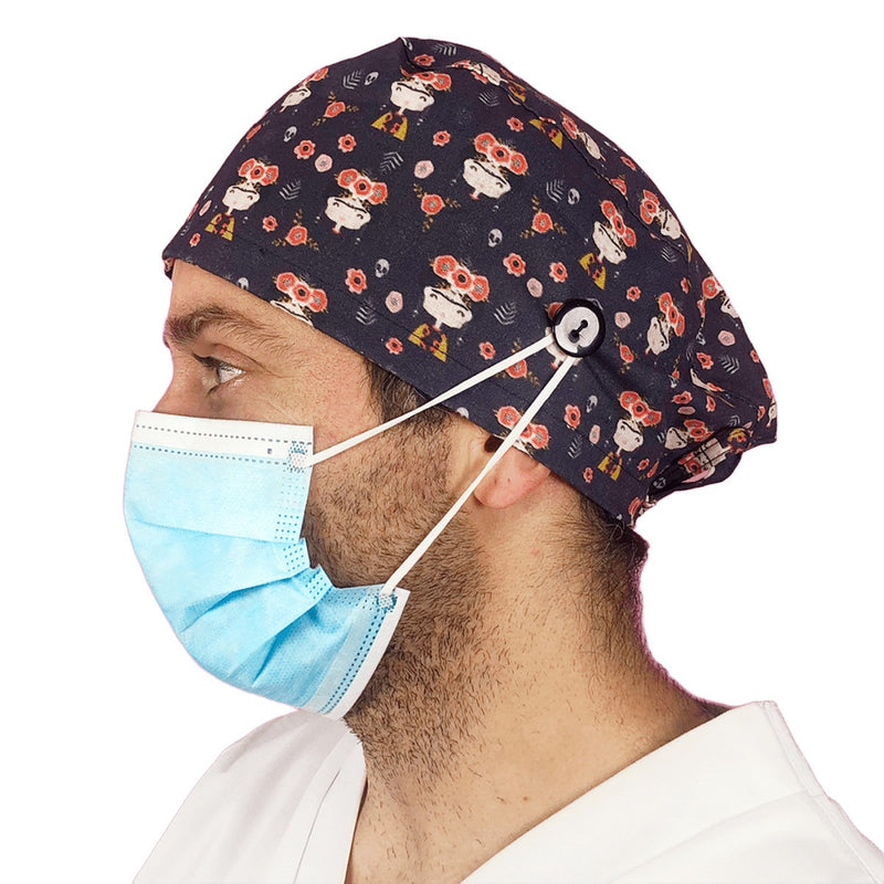 Gorro quirófano pelo corto con botones - Estampados-zoom-