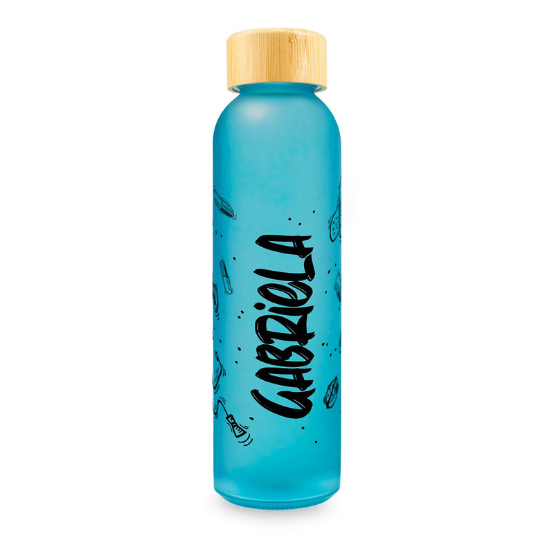 Pack botella y taza de cristal azul - Motion-zoom-