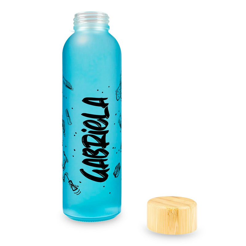 Pack botella y taza de cristal azul - Motion-zoom-