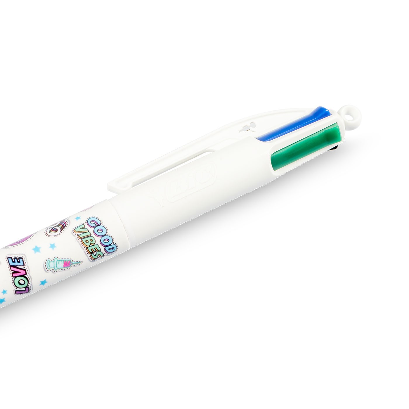 Bolígrafo BIC 4 colores, detalle Anilla superior,