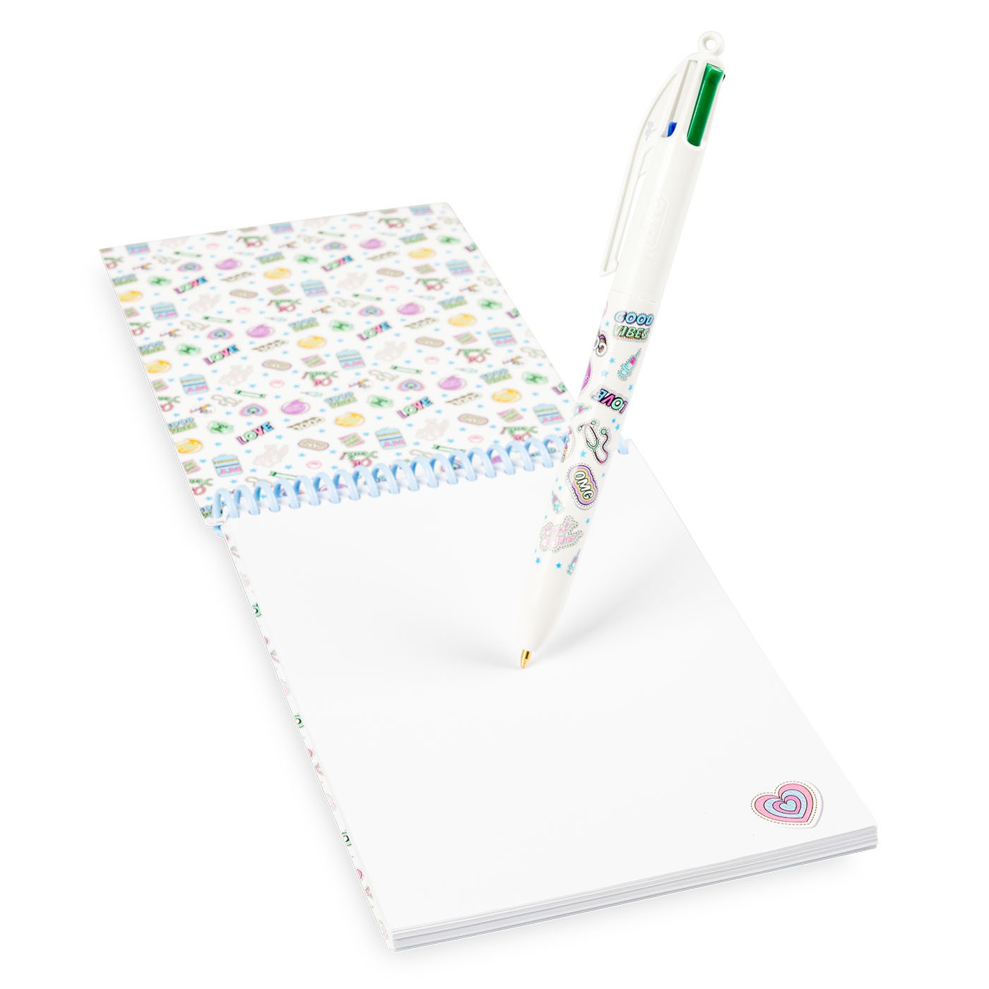 Bolígrafo Bolígrafo BIC 4 colores sobre libreta con diseño sanitario