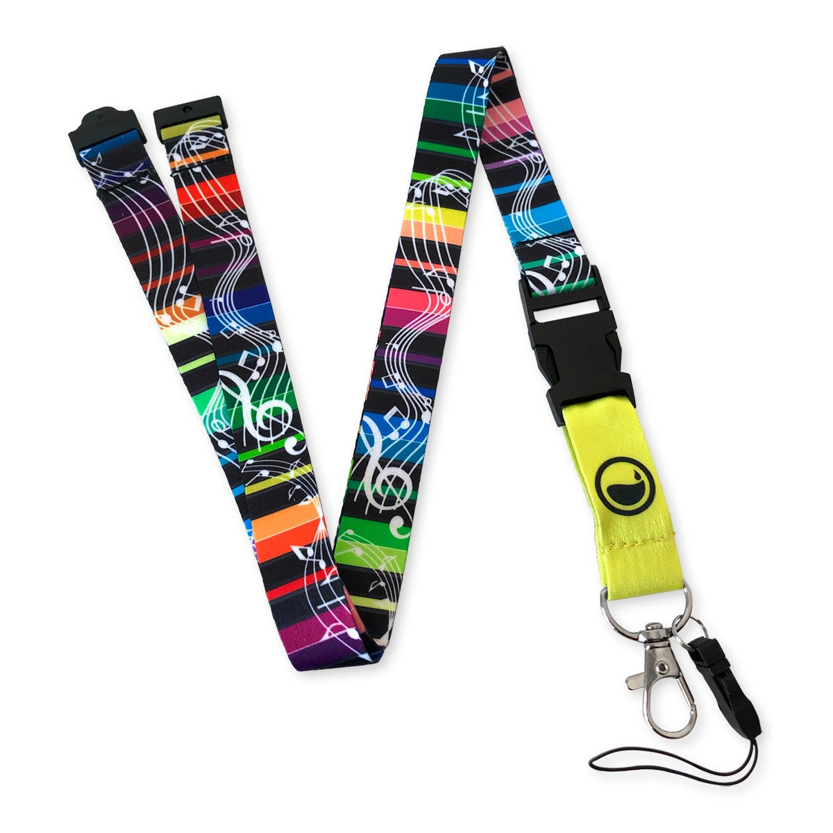 Lanyard negro con estampado de ECG multicolor