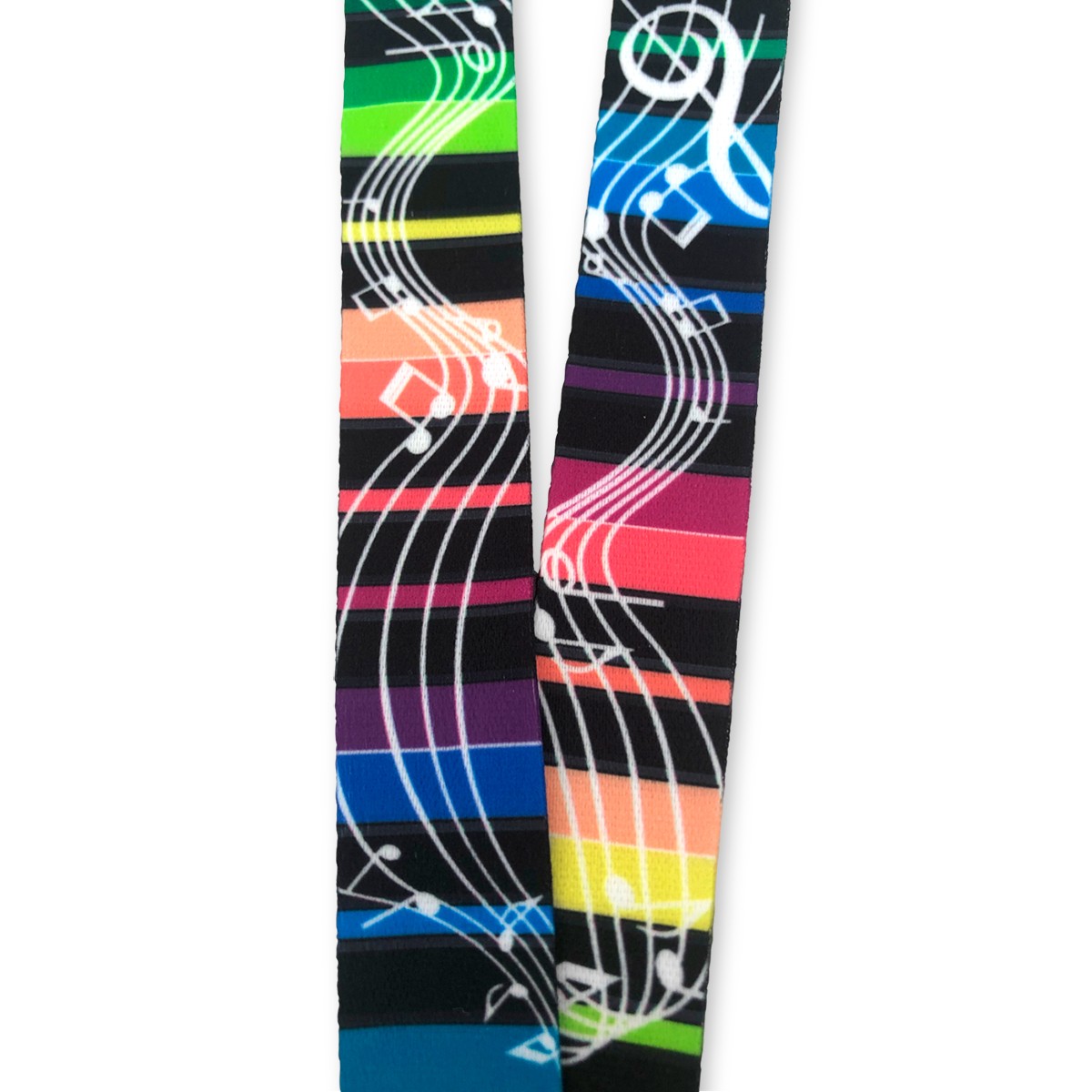 Lanyard con notas musicales y colores neón