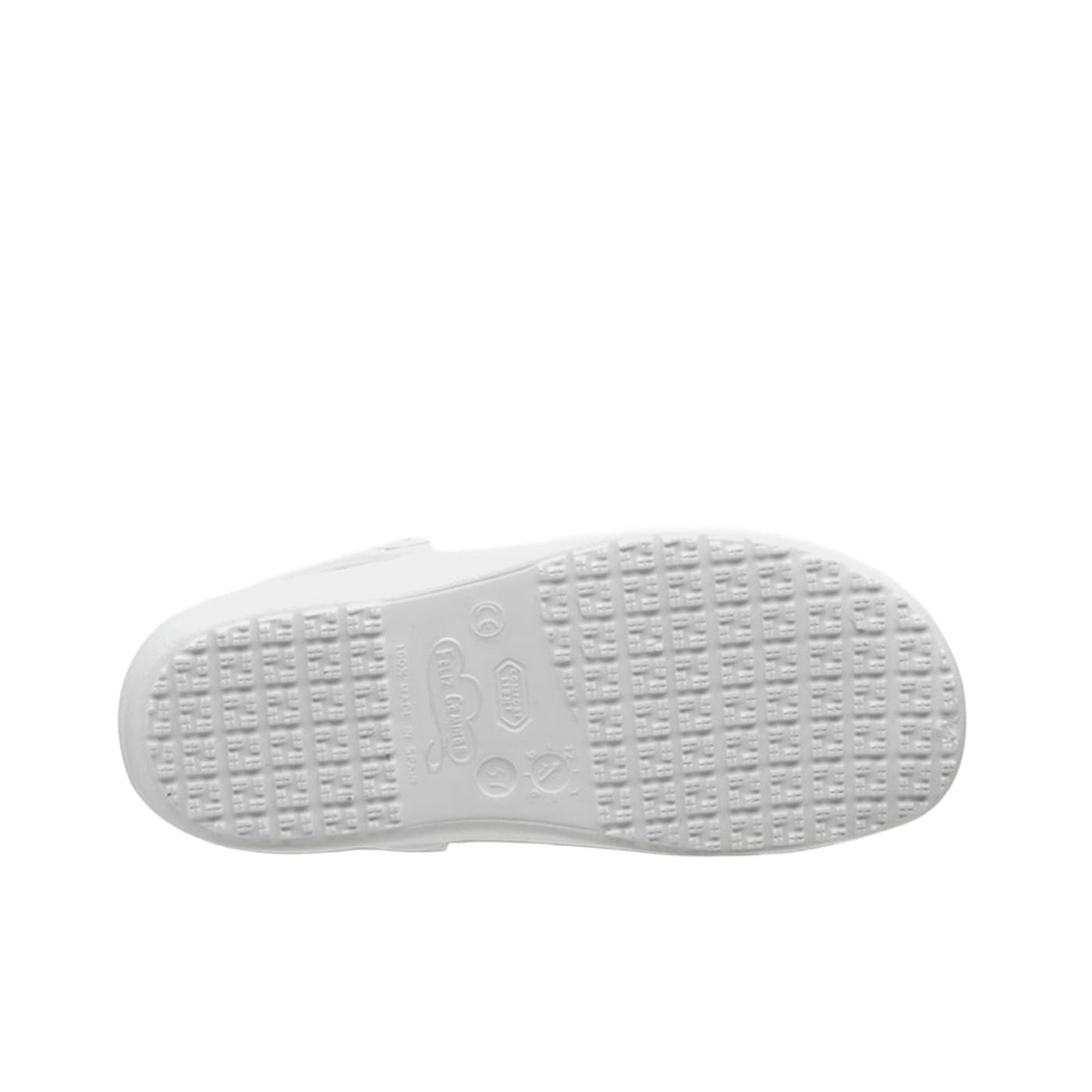 Suela antideslizante de zueco sanitario blanco