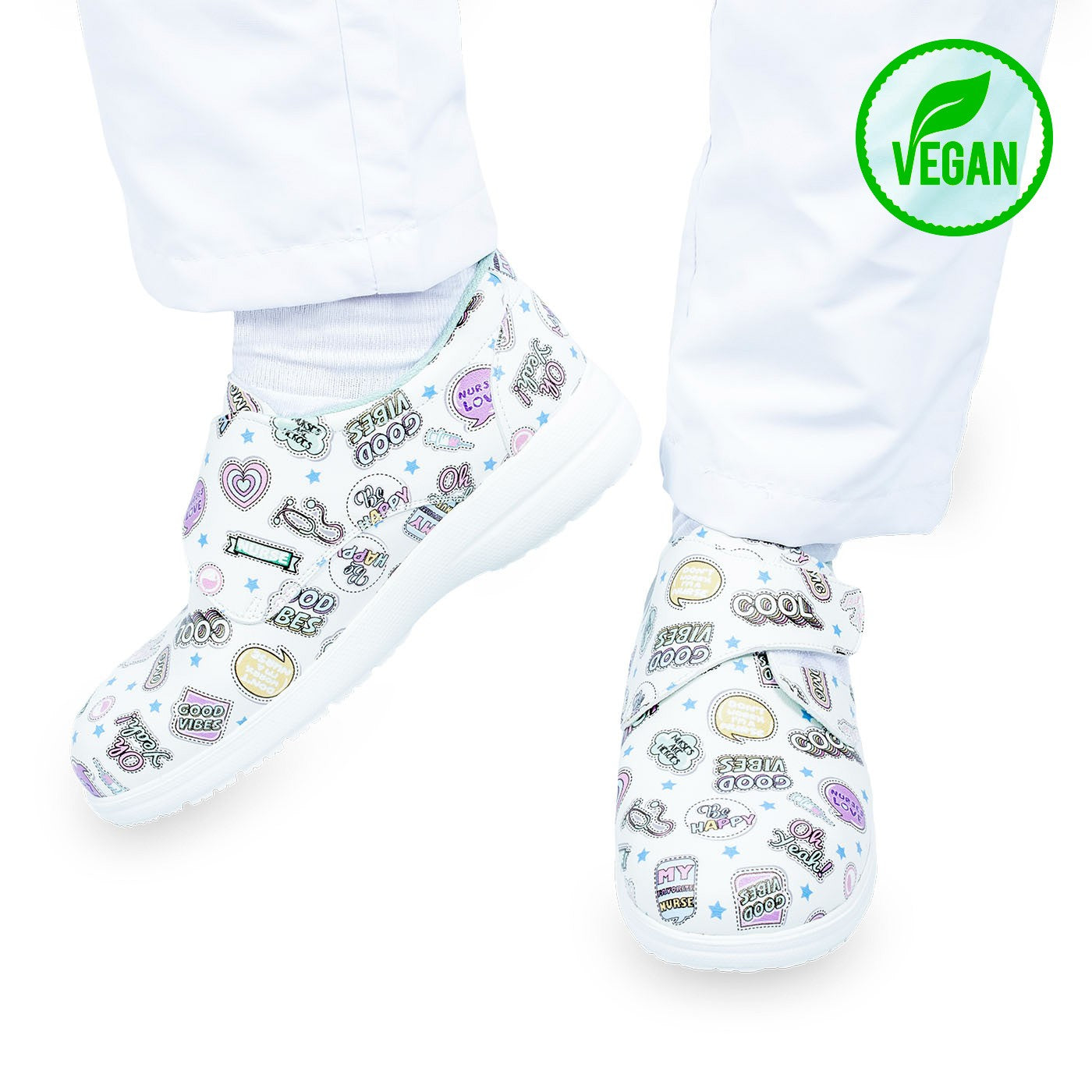 zapato sanitario estampado con velcro colorido