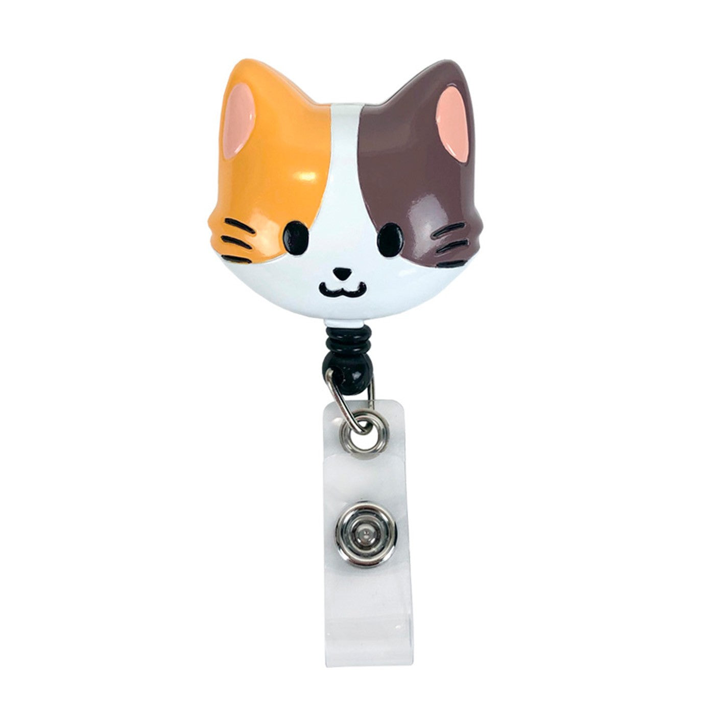 Porta tijeras / ID retráctil con pinza metálica, gato