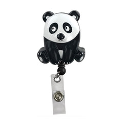 Porta tijeras / ID retráctil con pinza metálica, panda