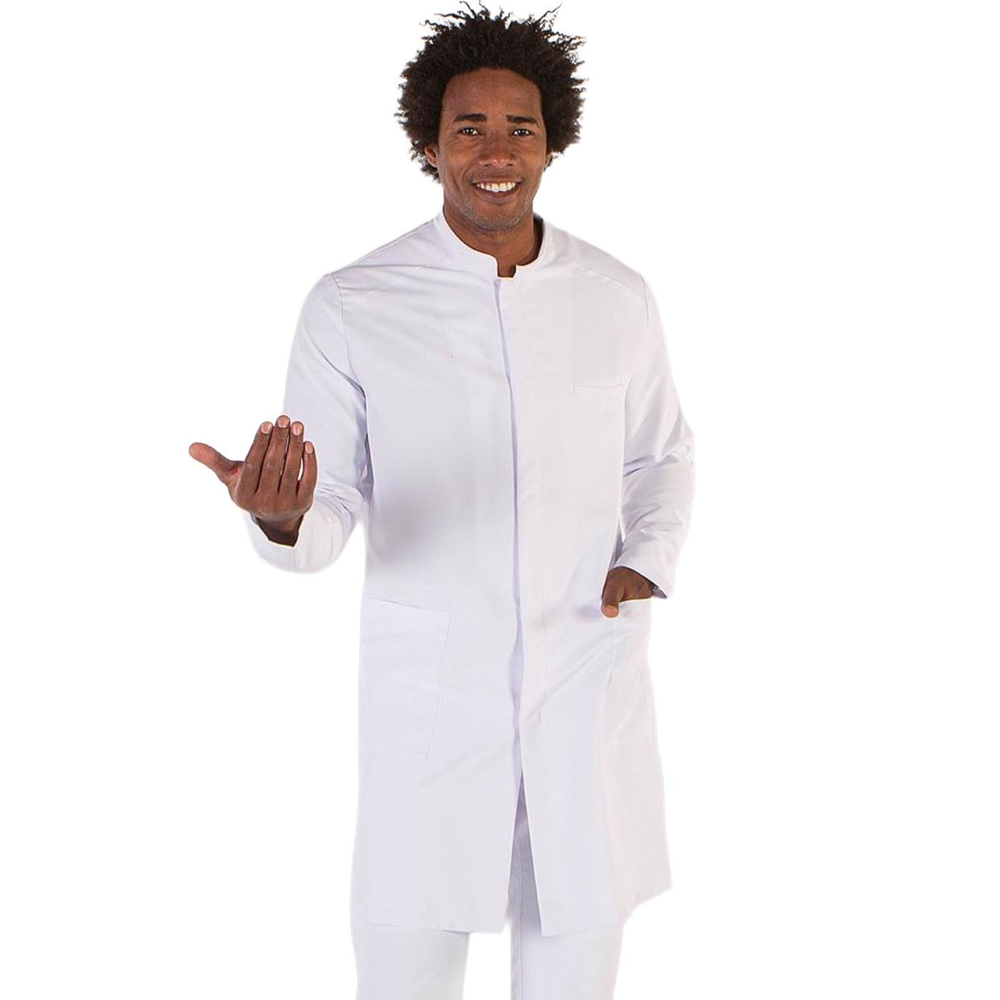 Bata blanca microfibra hombre-zoom-1