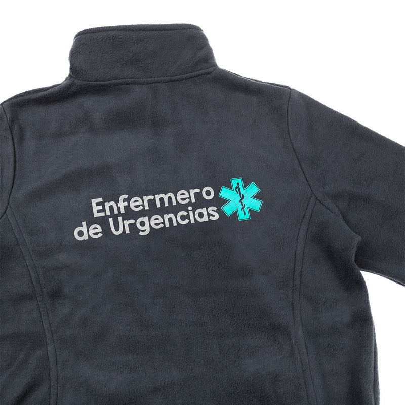 Chaqueta Polar Sanitario Hombre Personalizado – Gris con bordado-zoom-
