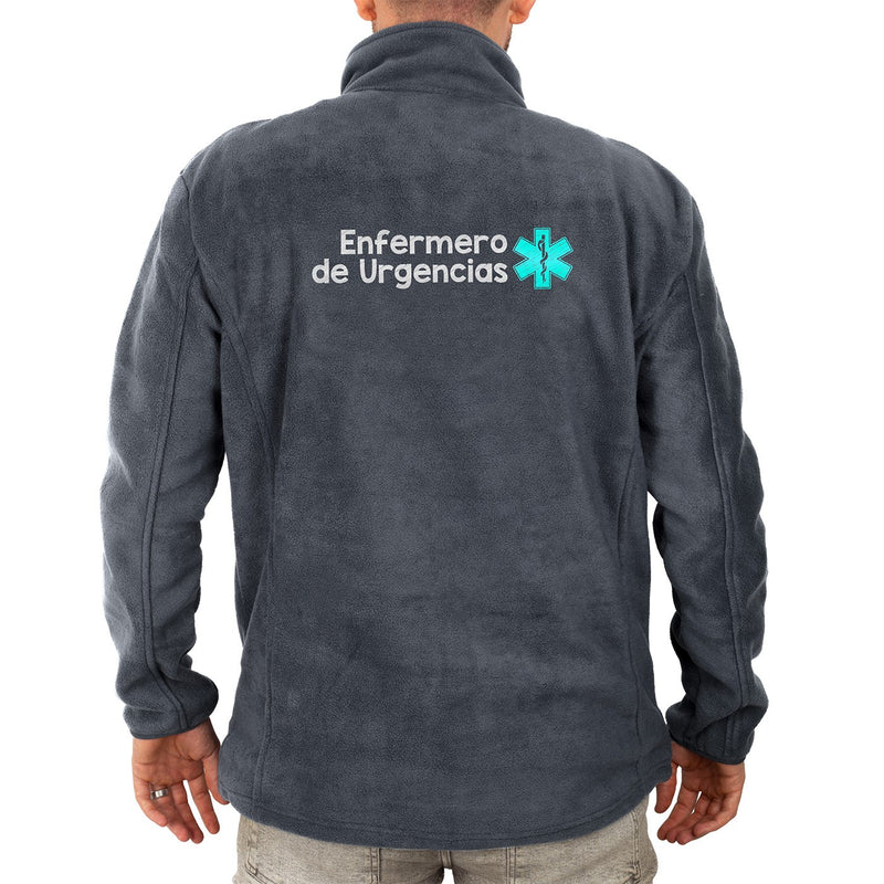 Chaqueta Polar Sanitario Hombre Personalizado – Gris con bordado-zoom-