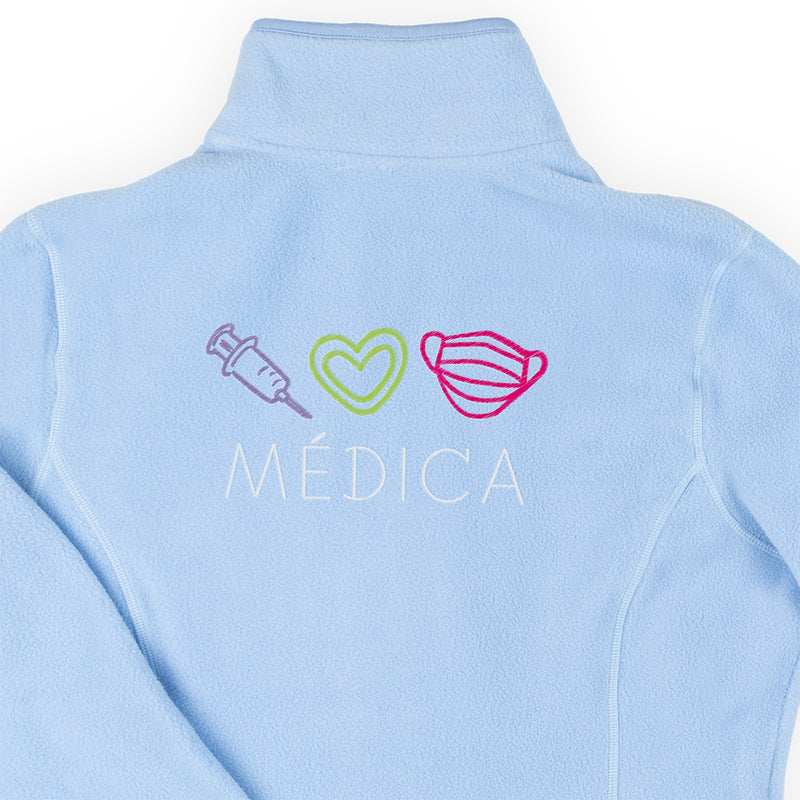 Forro Polar Sanitario Mujer Bordado Personalizado - Sweet Azul-zoom-