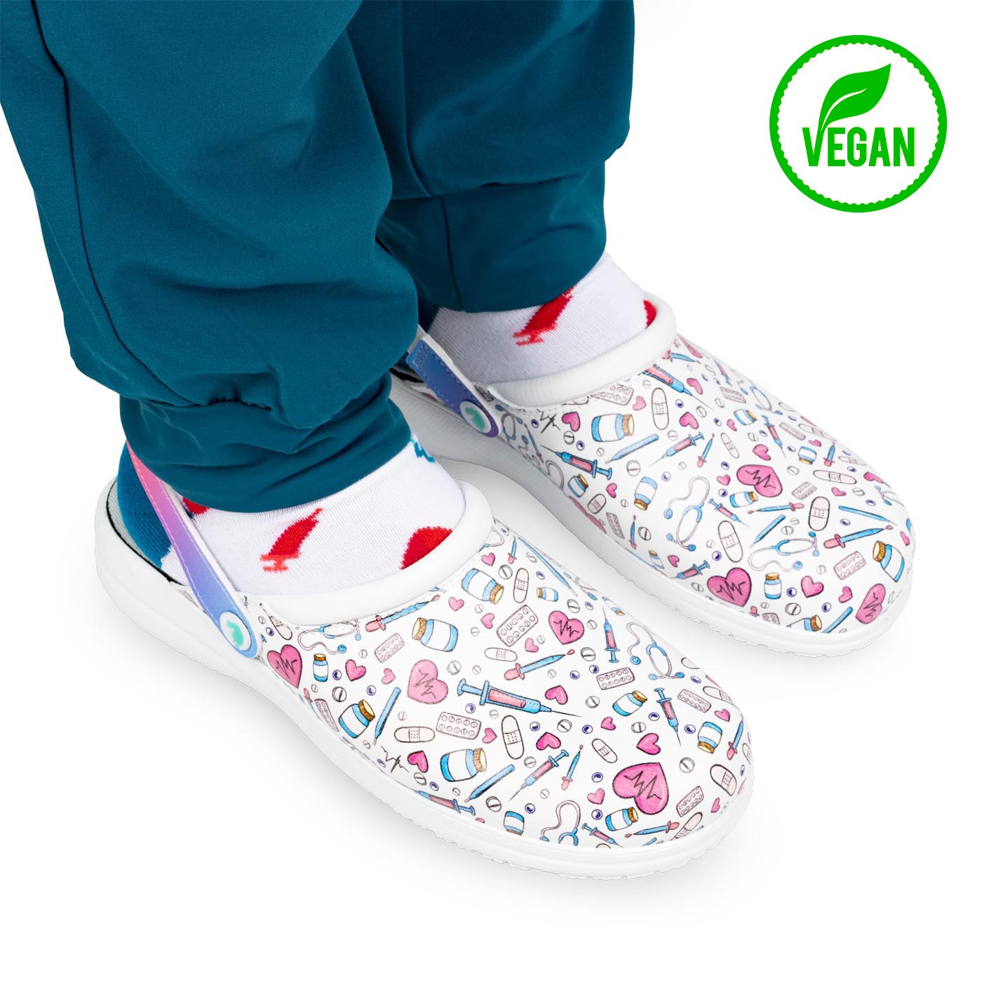 Zueco sanitario piel vegana - Colorful-2