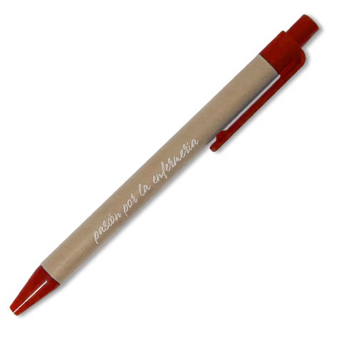 Bolígrafo rojo con cuerpo de cartón reciclado – Nature