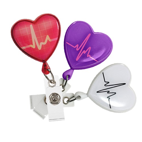 Porta Tijeras Retráctil con Clip – Diseño Corazón EKG-zoom-1