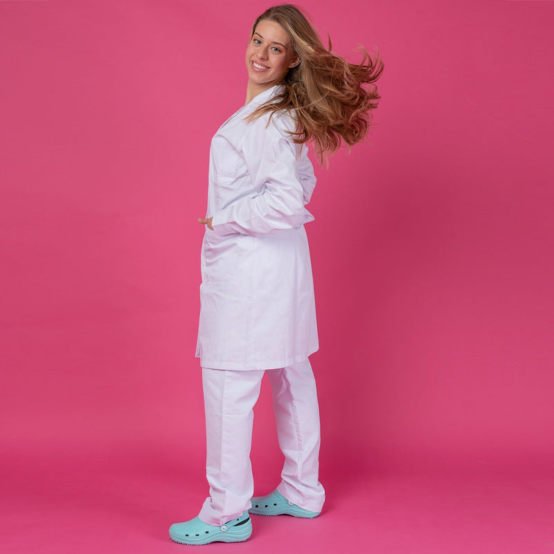 Bata blanca mujer sarga-zoom-