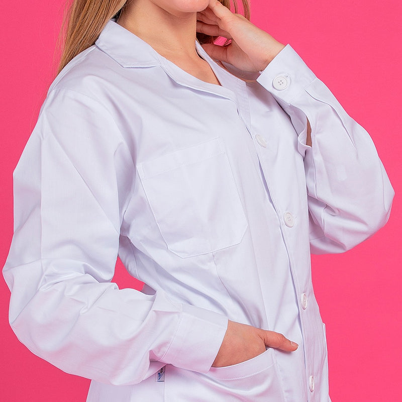 Bata blanca mujer sarga-zoom-