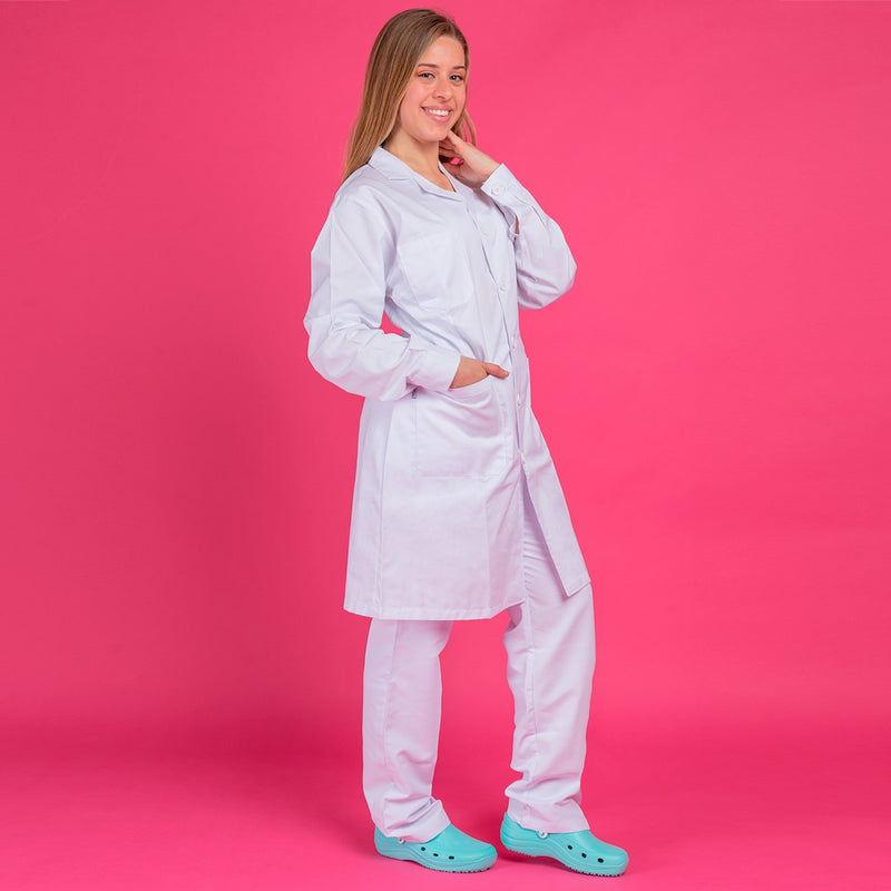 Bata blanca mujer sarga-zoom-