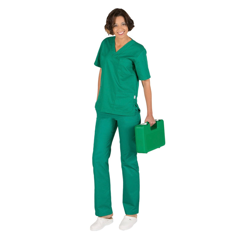 Pantalón sanitario liso clásico de cintura elástica - Colores variados-zoom-