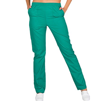 Pantalón sanitario liso clásico de cintura elástica - Colores variados-zoom-