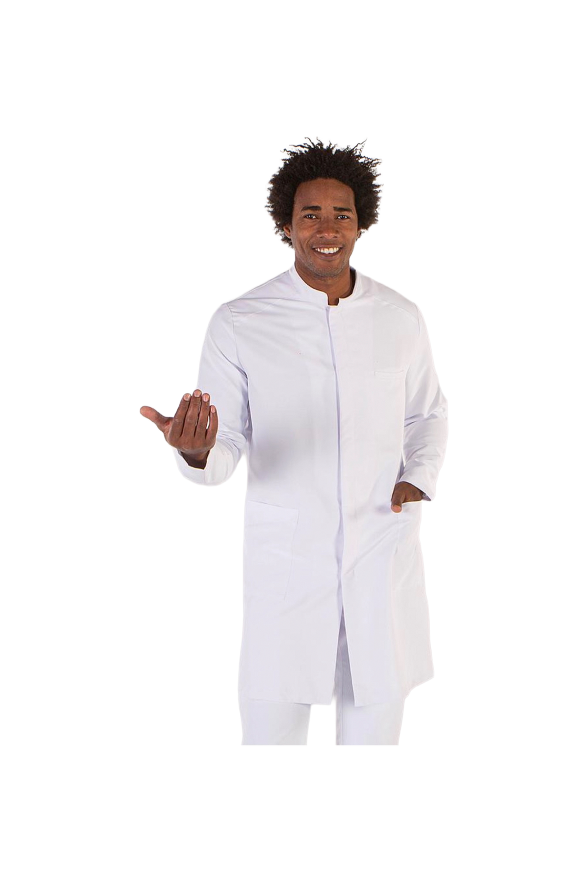 Bata blanca microfibra hombre