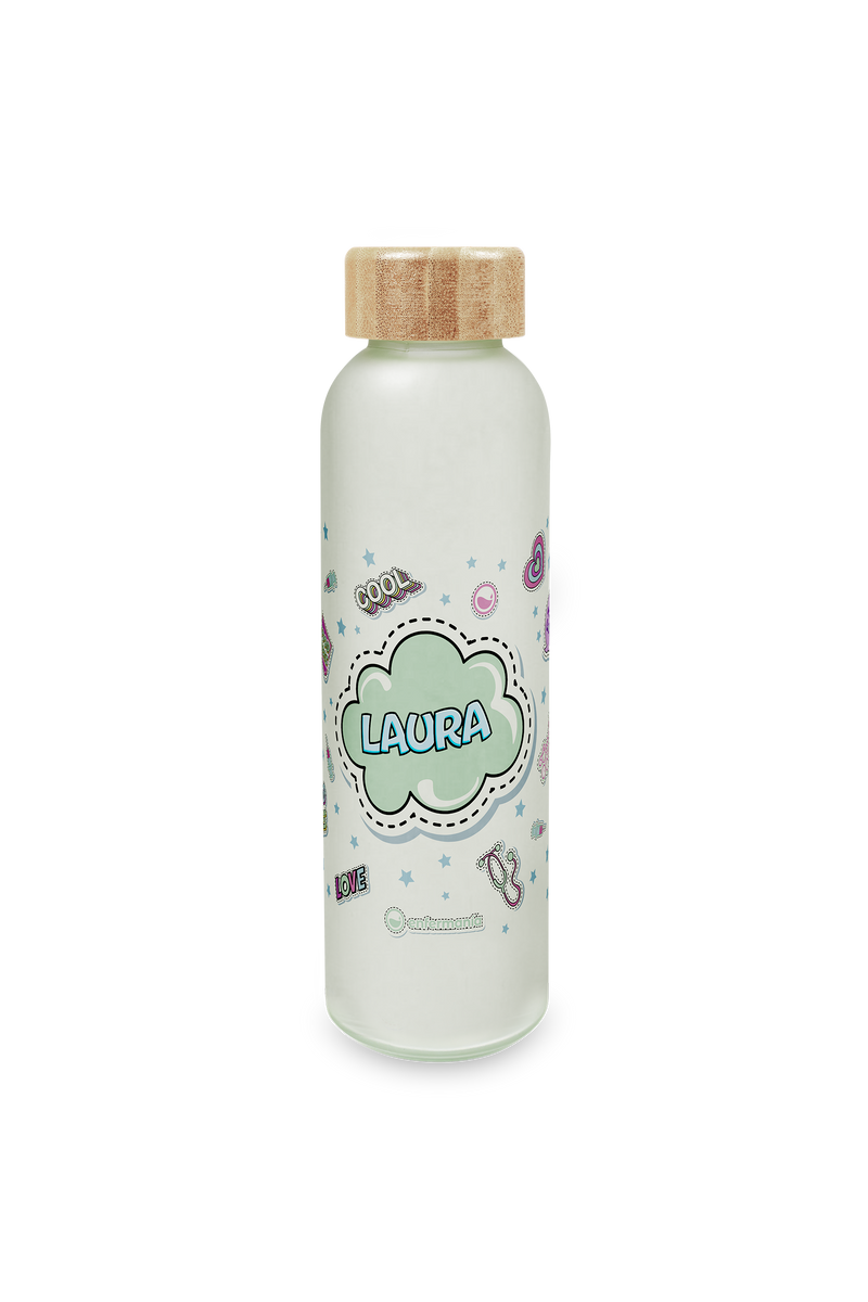Bidón de Cristal con Tapa de Bambú – Stickers Collection-zoom-