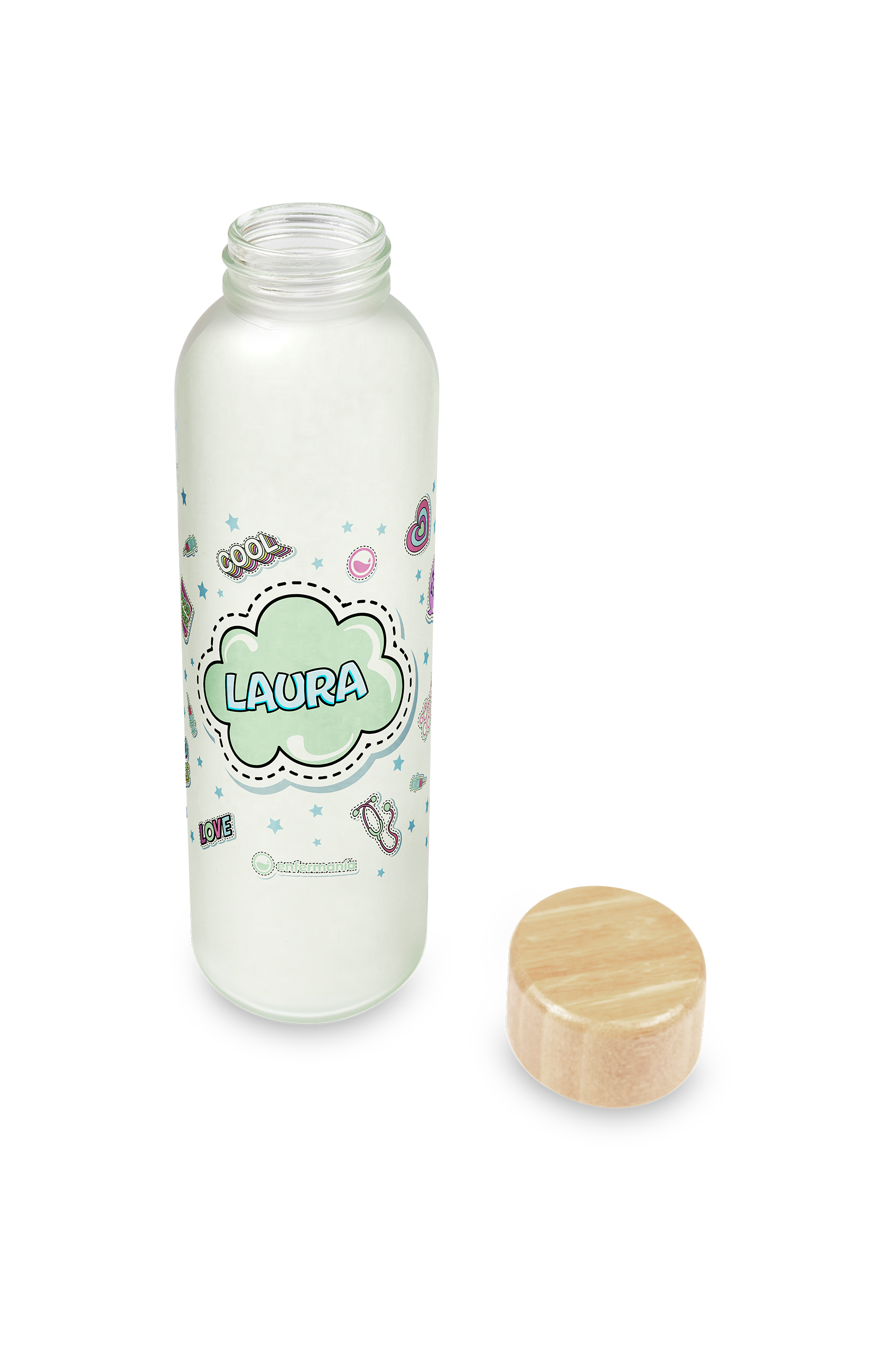 Bidón de Cristal con Tapa de Bambú – Stickers Collection-zoom-4
