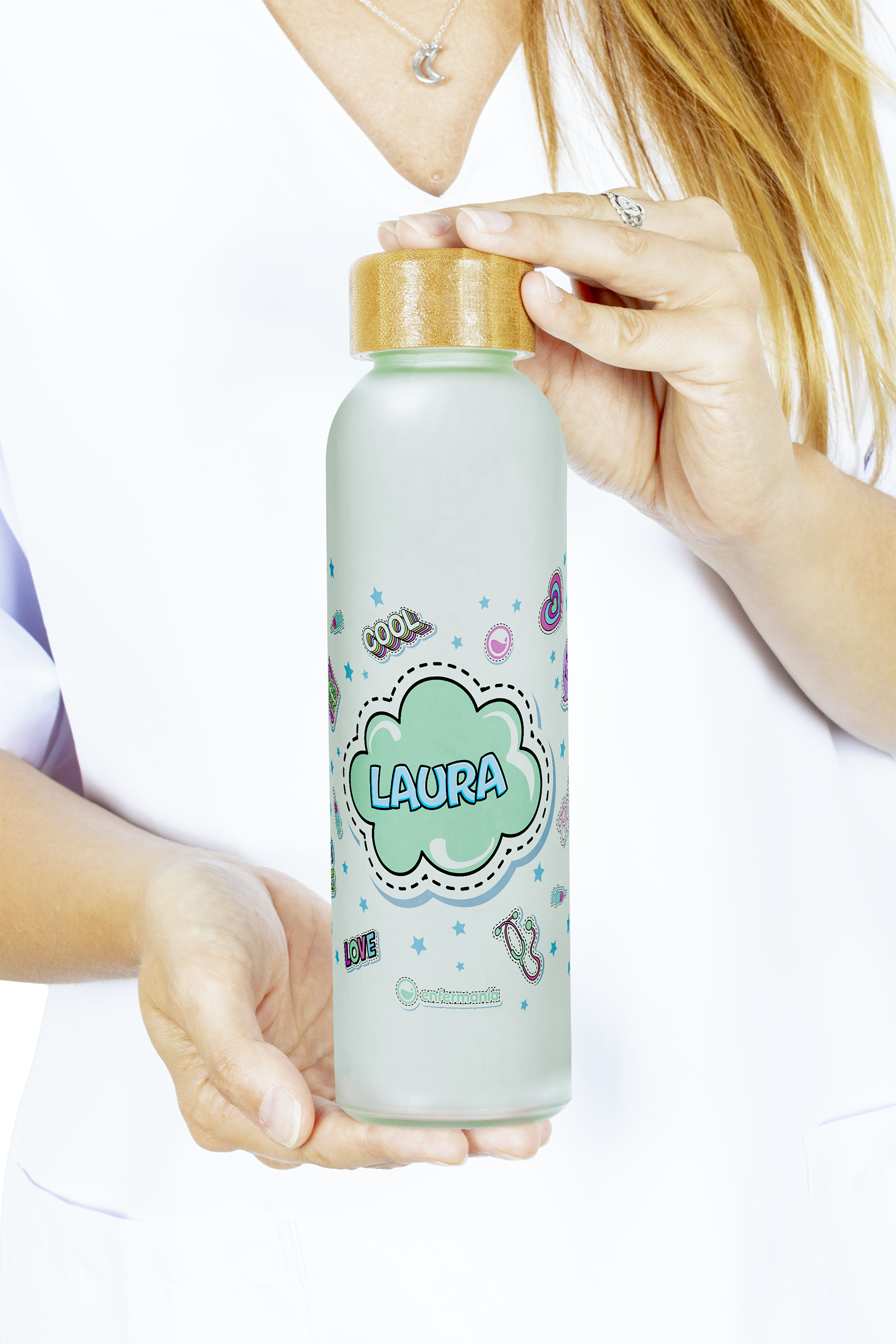 Bidón de Cristal con Tapa de Bambú – Stickers Collection-zoom-3
