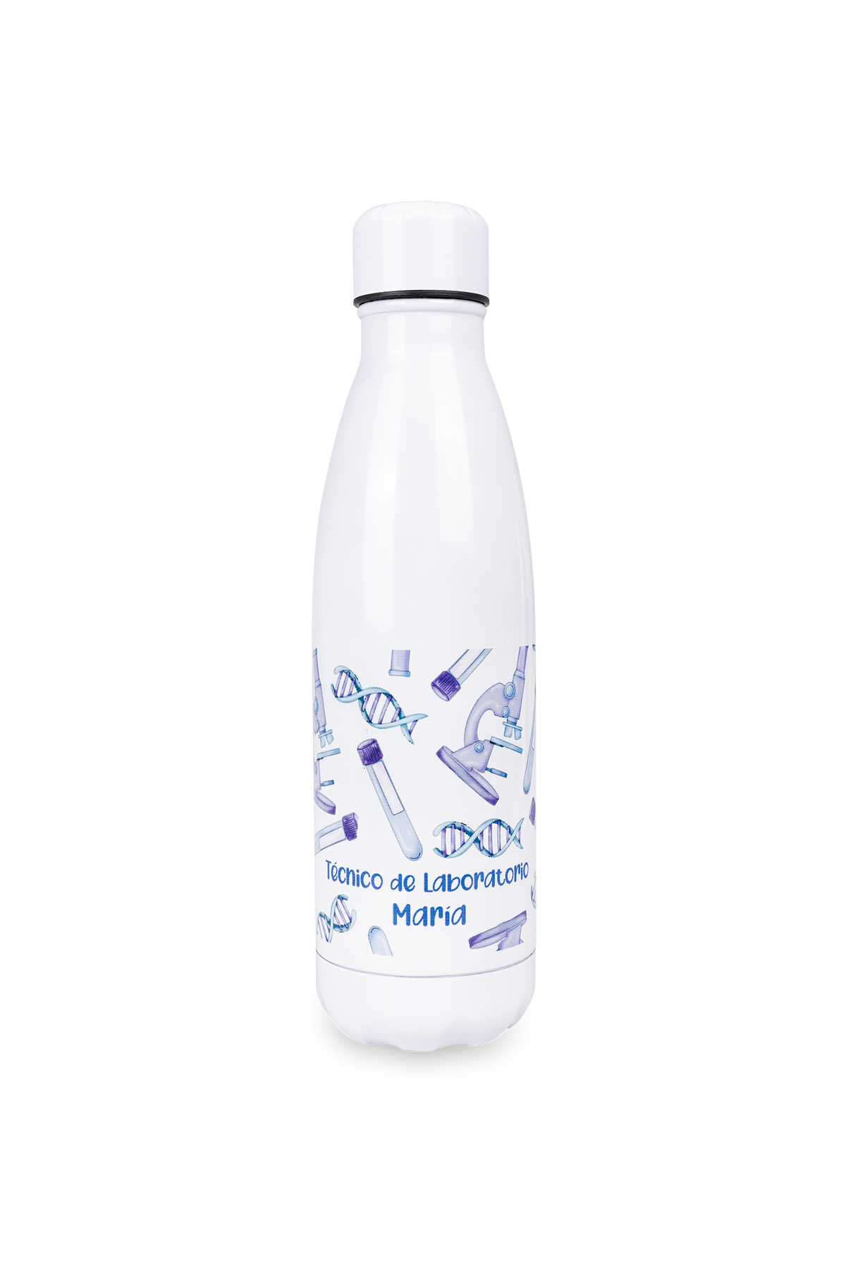 Botella personalizable estampada - Técnico de laboratorio @elartedecuidar