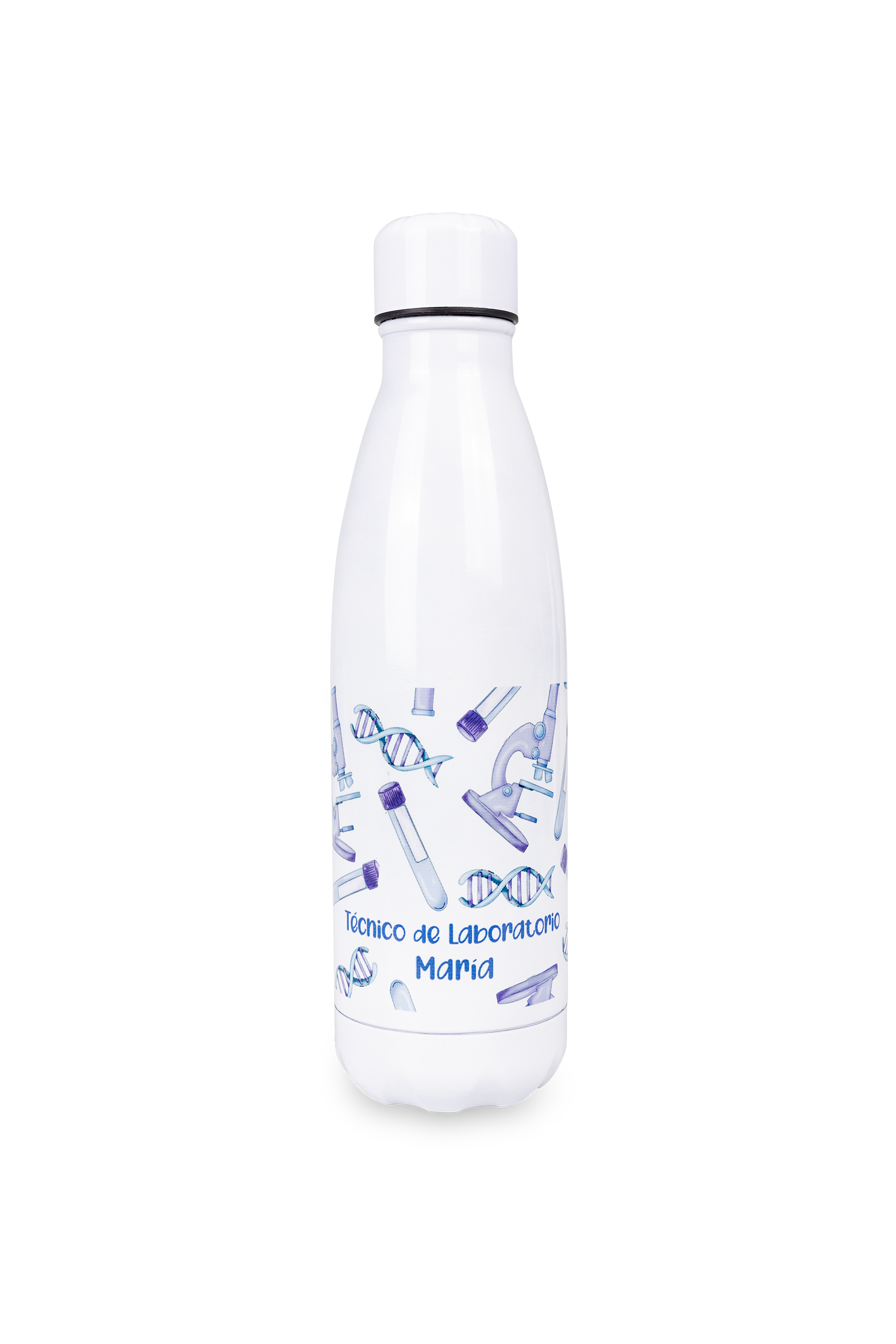 Botella personalizable estampada - Técnico de laboratorio @elartedecuidar