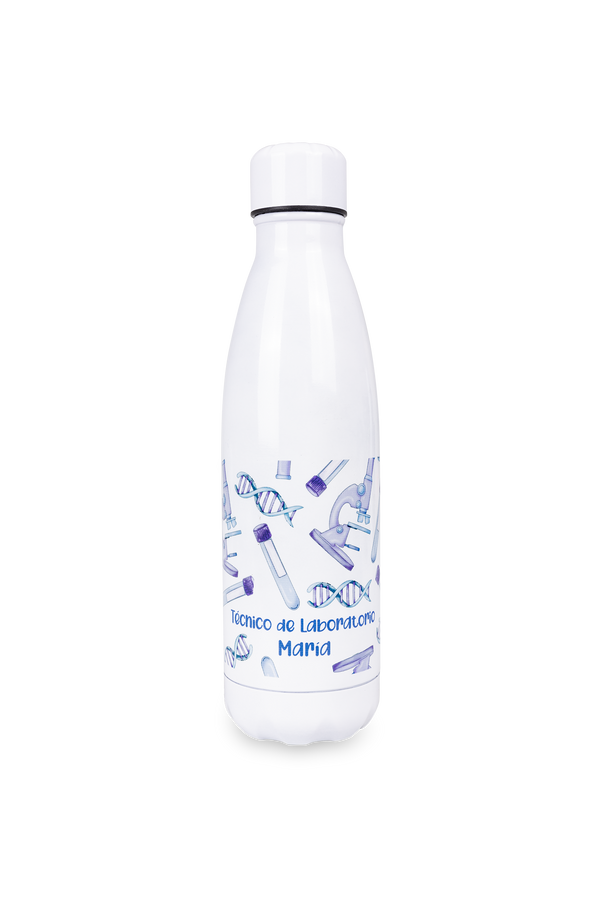 Botella personalizable estampada - Técnico de laboratorio @elartedecuidar