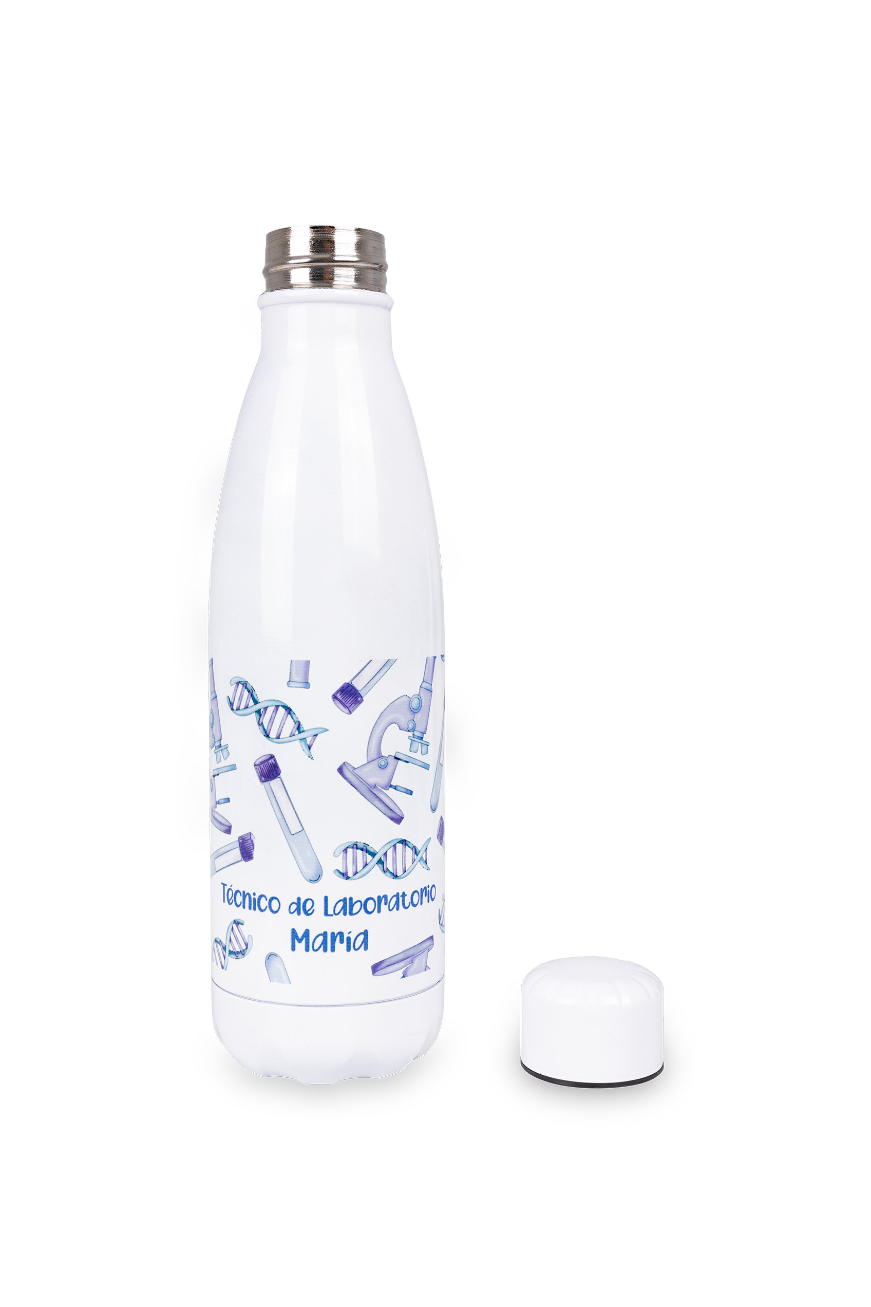 Botella personalizable estampada - Técnico de laboratorio @elartedecuidar