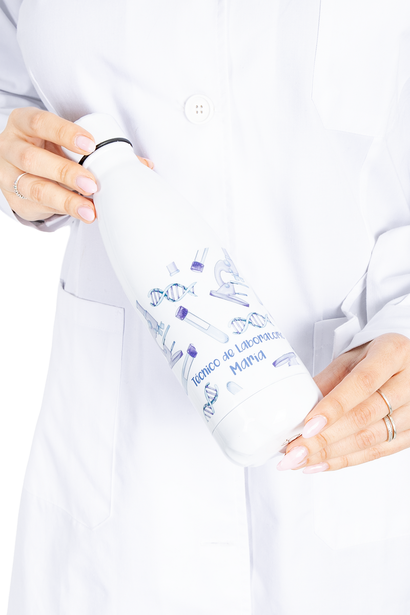 Botella personalizable estampada - Técnico de laboratorio @elartedecuidar-zoom-