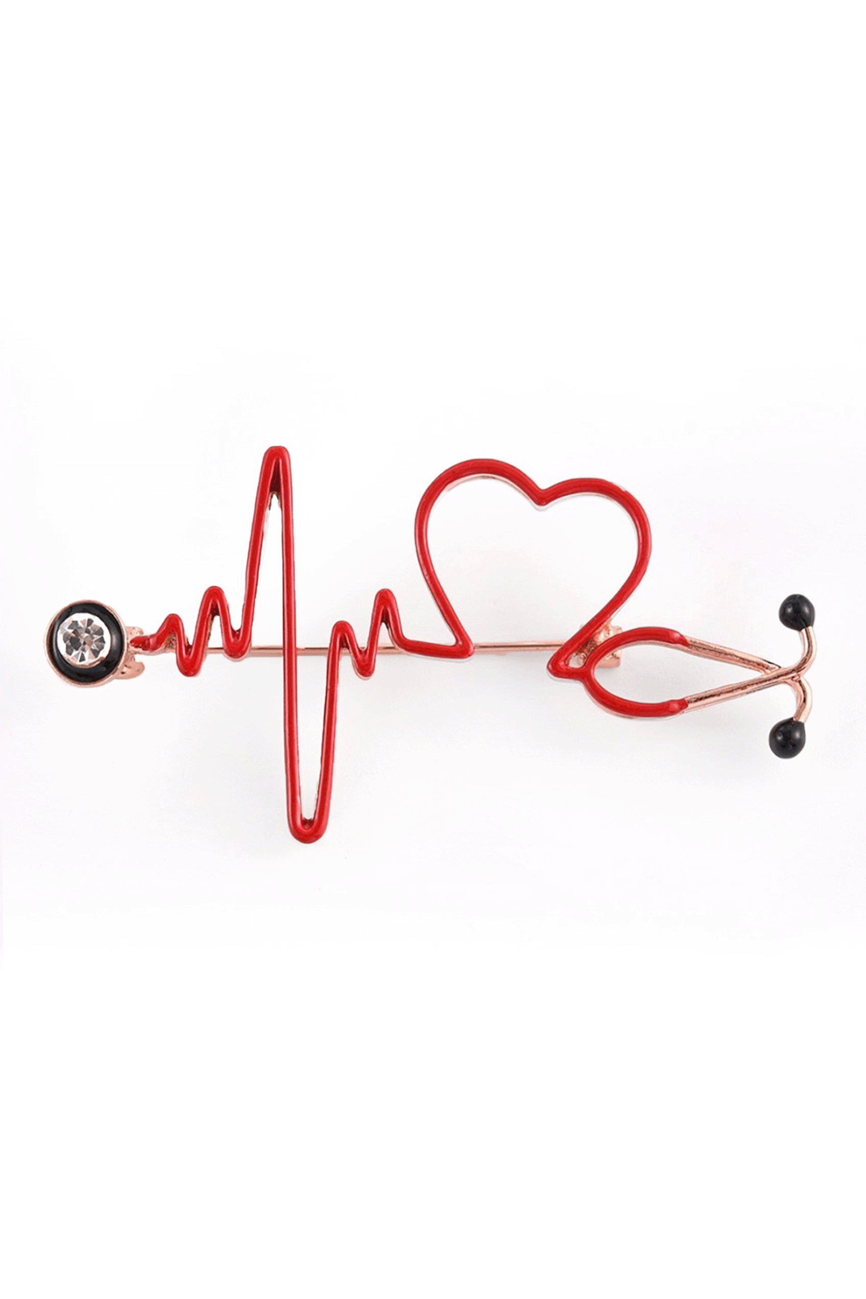 Broche electrocardiograma rojo