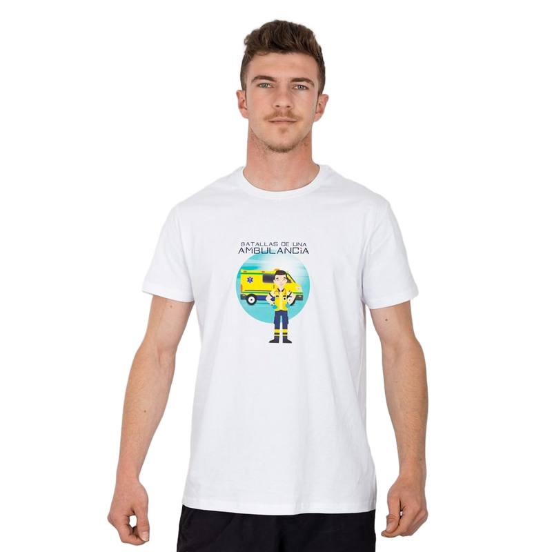 Camiseta Blanca Hombre – Batallas de una Ambulancia-zoom-