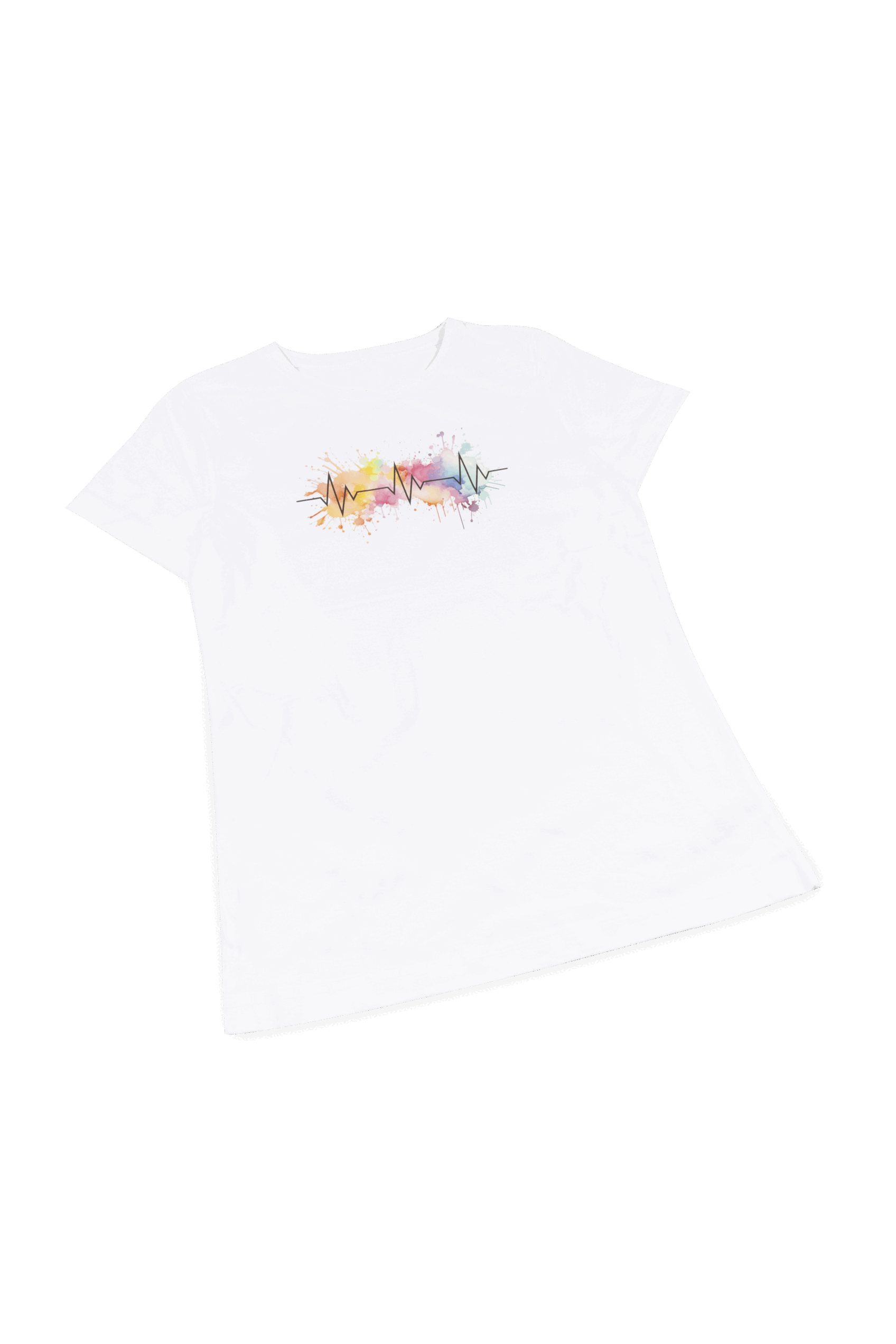 Camiseta blanca estampada mujer - EKG Splash-3