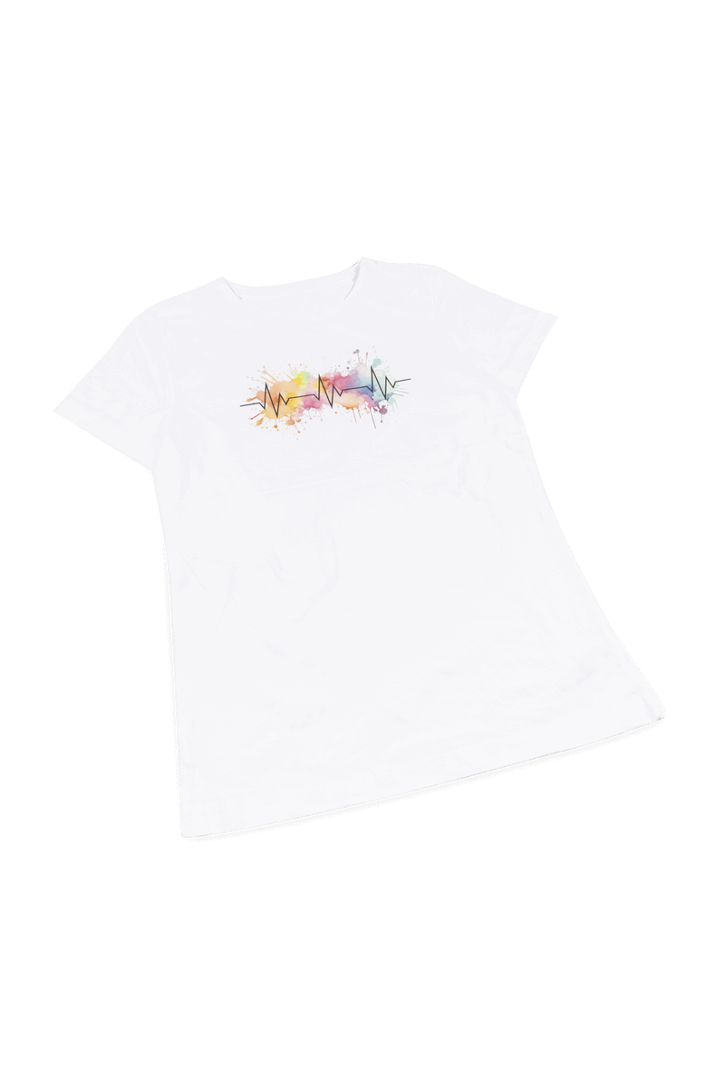 Camiseta blanca estampada mujer - EKG Splash-zoom-