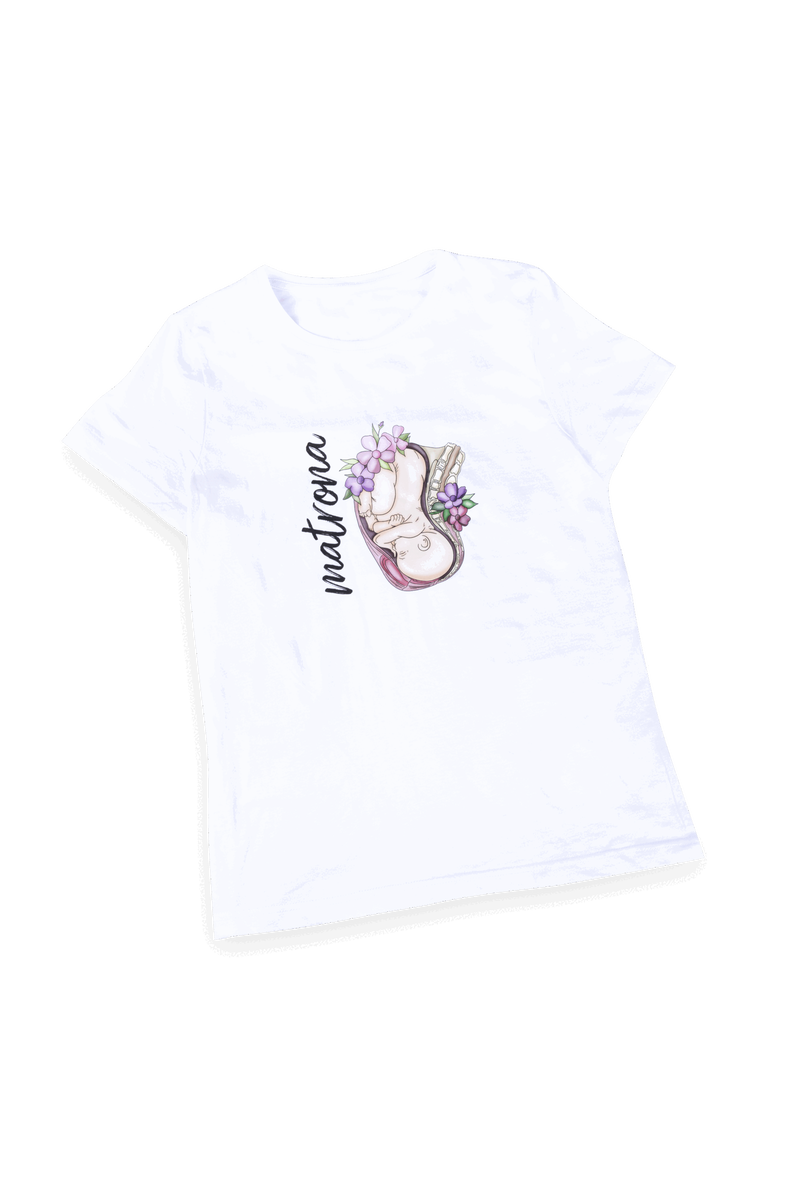 Camiseta blanca mujer - Matrona Vida @elartedecuidar-zoom-