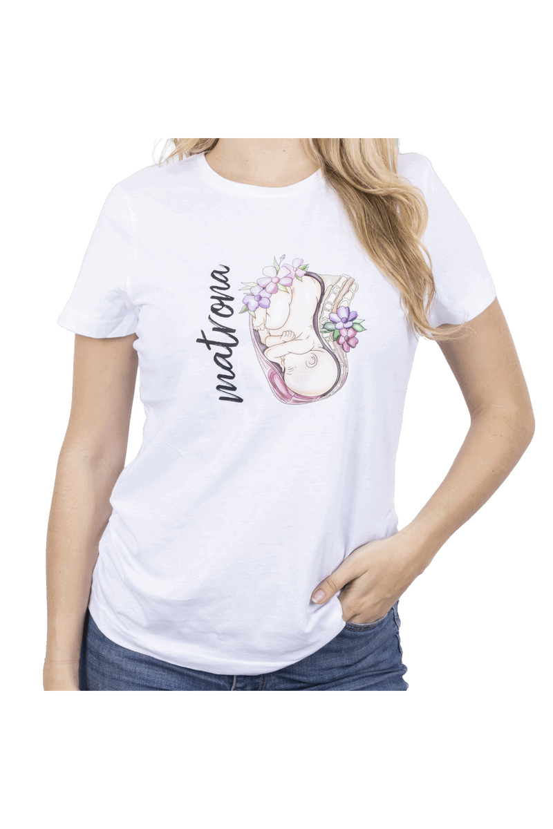 Camiseta blanca mujer - Matrona Vida @elartedecuidar-zoom-