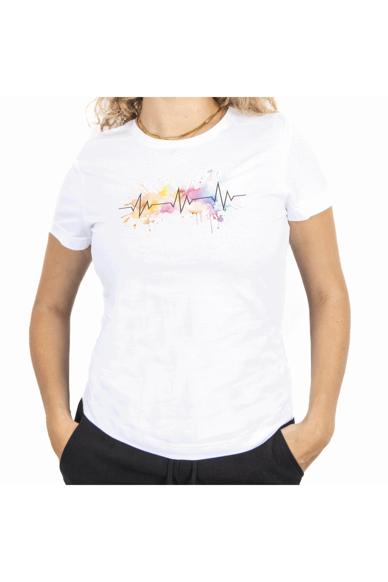 Camiseta blanca estampada mujer - EKG Splash-zoom-