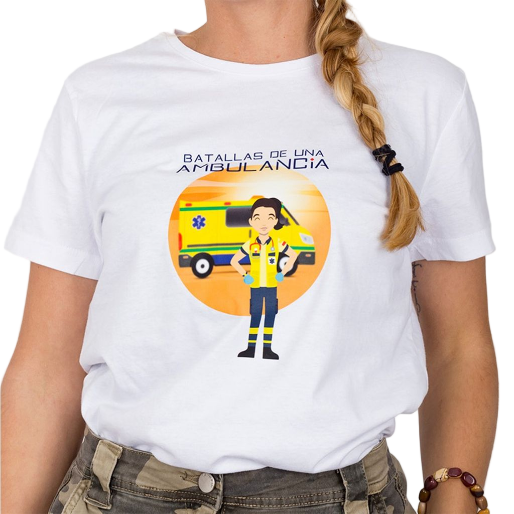 Camiseta blanca mujer - Batallas de una ambulancia