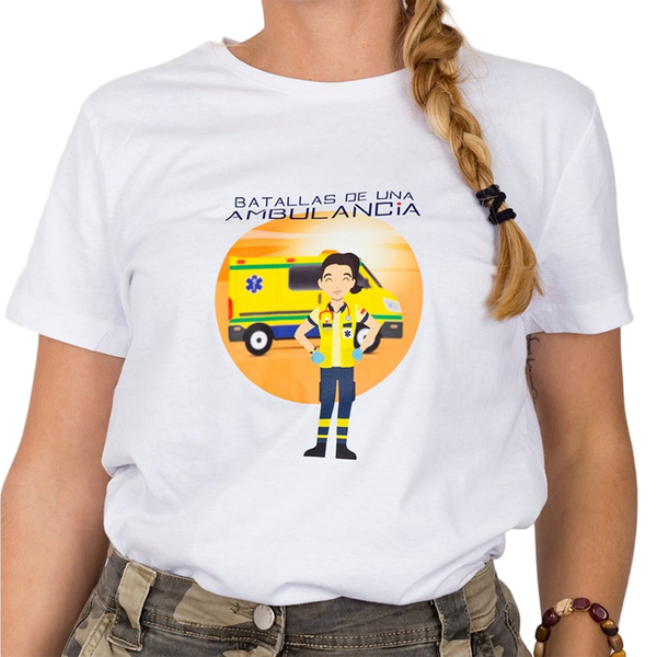 Camiseta blanca mujer - Batallas de una ambulancia
