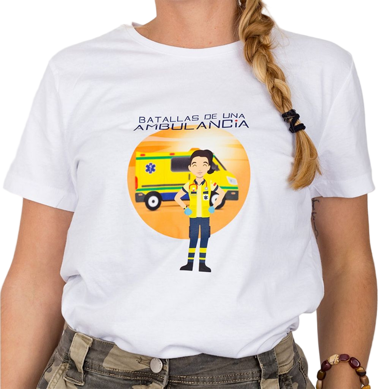Camiseta blanca mujer - Batallas de una ambulancia-zoom-