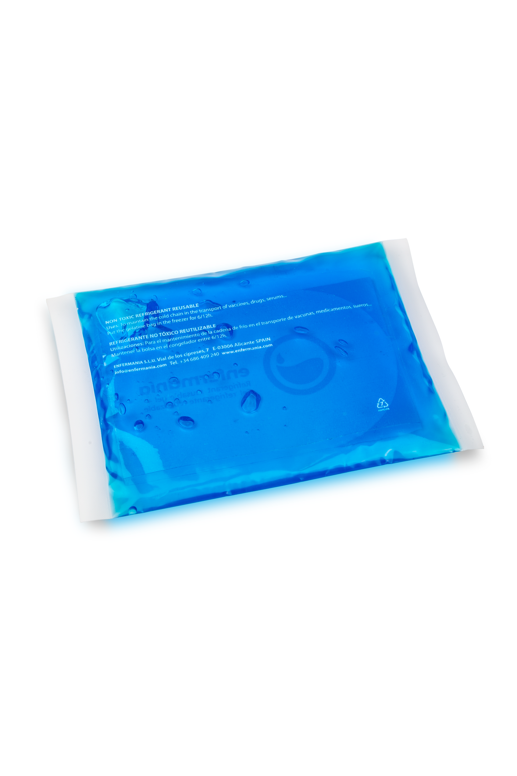 Gel frío reutilizable azul