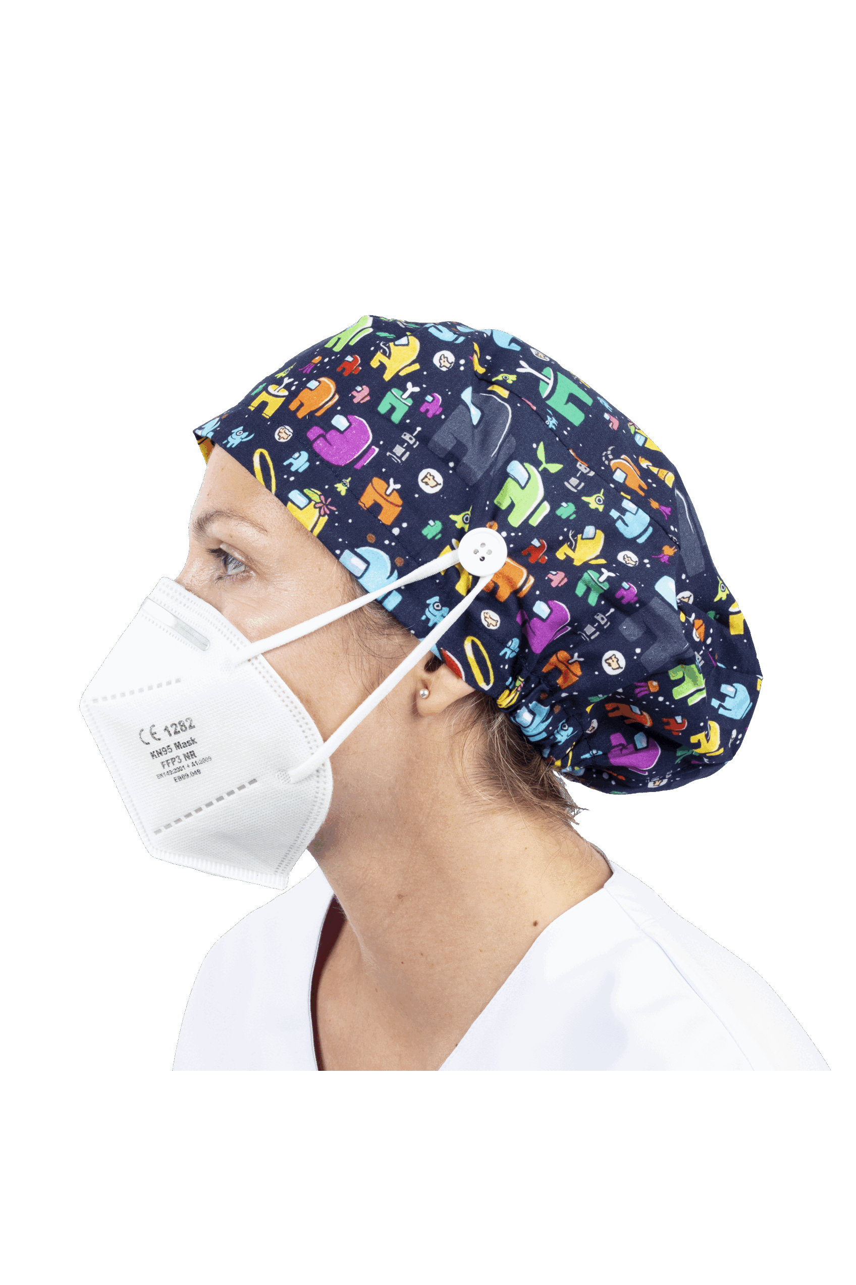 Gorro quirófano pelo largo con botones - Estampados-zoom-4