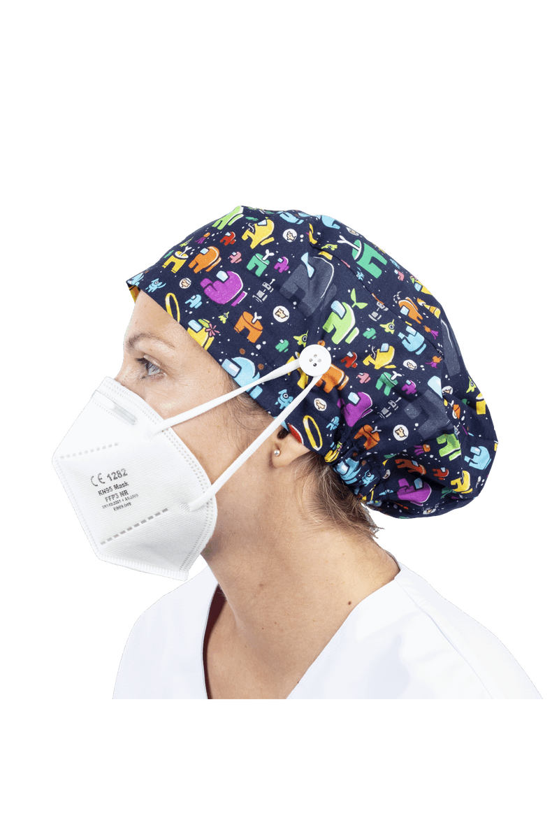 Gorro quirófano pelo largo con botones - Estampados-zoom-
