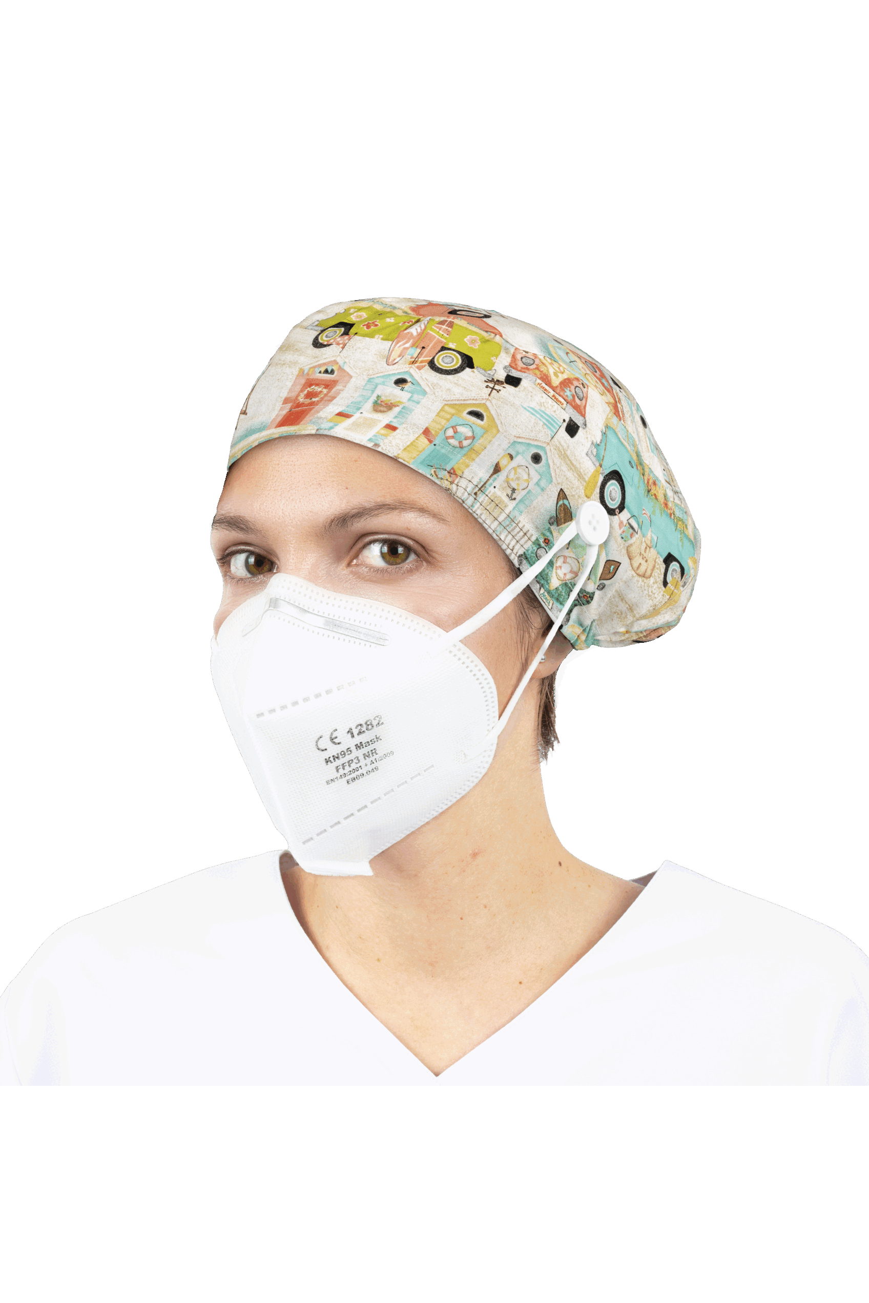 Gorro quirófano pelo largo con botones - Estampados-zoom-41