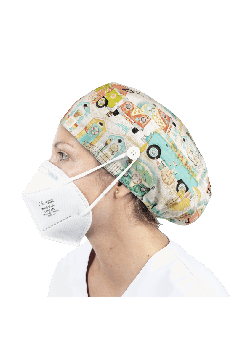 Gorro quirófano pelo largo con botones - Estampados-zoom-