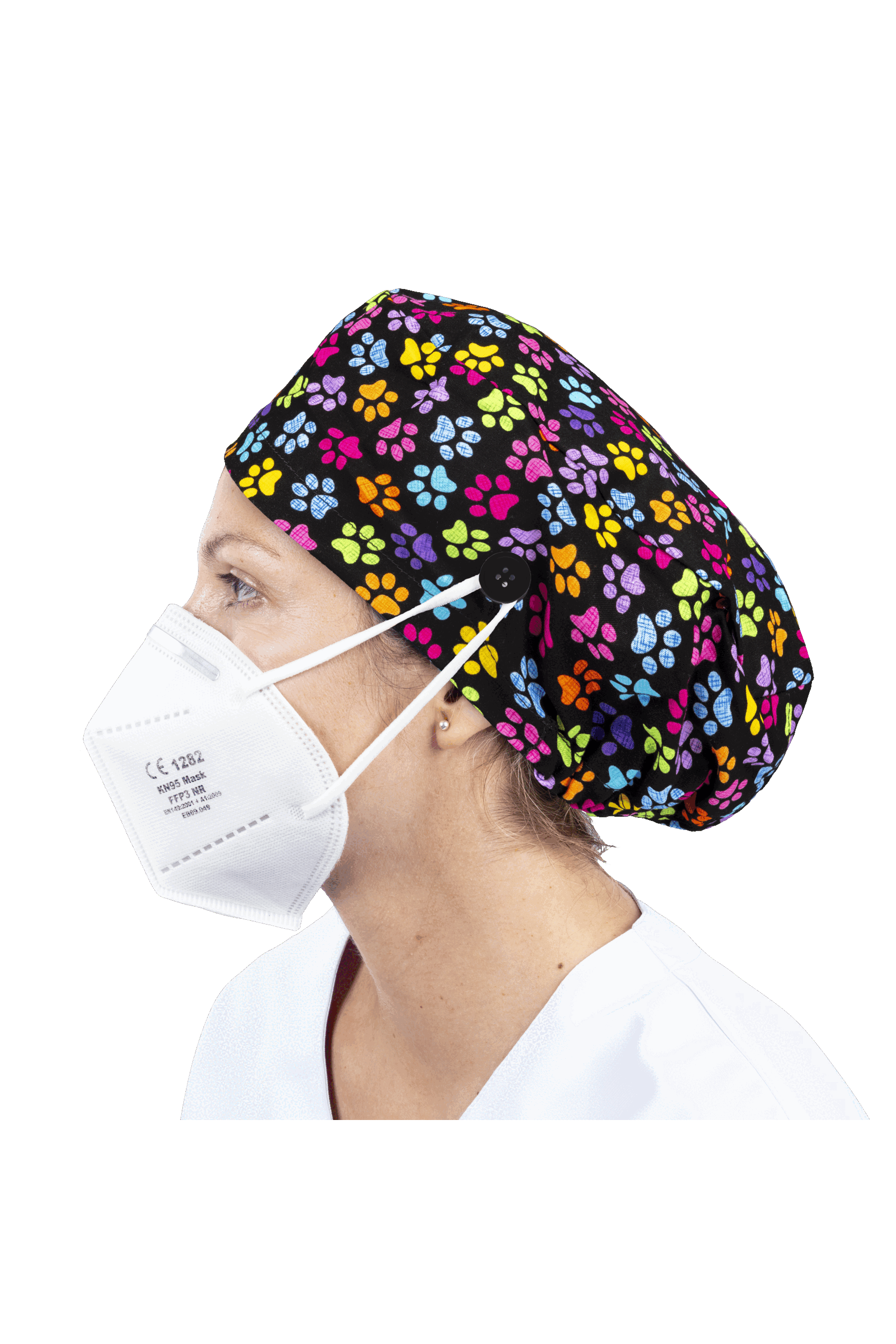 Gorro quirófano pelo largo con botones - Estampados-zoom-17