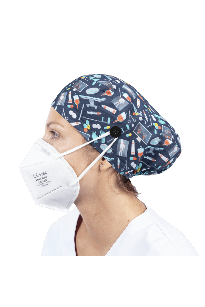 Gorro quirófano pelo largo con botones - Estampados-zoom-