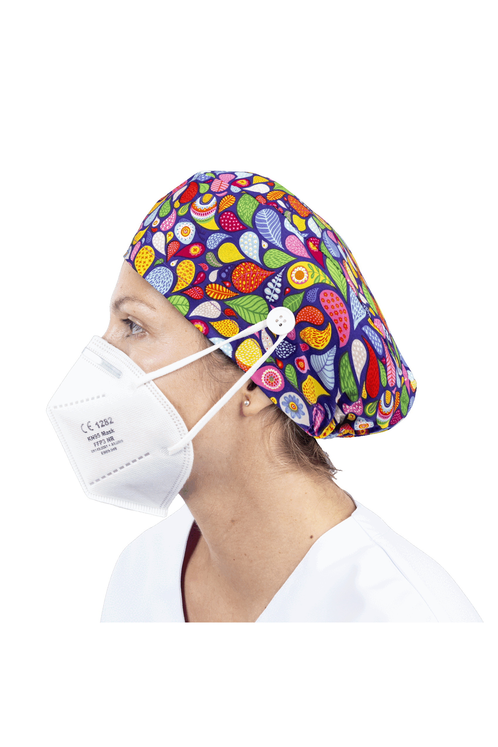 Gorro quirófano pelo largo con botones - Estampados-23